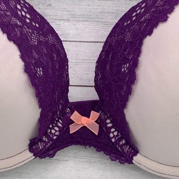 Victoria's Secret Dream Angels Perfect Coverage Bra Purple Lace 32C Underwire - Picture 2 of 7